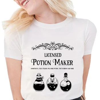 Magic Potion T-Shirt Kvinder Sommeren Sjove Licens Potion Kaffefaciliteter Print Blød Bomuld Potion t-shirt Kvinder Hvide Toppe