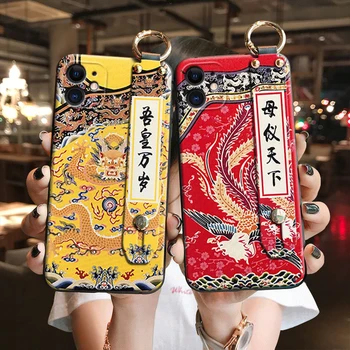 Elegant Kina Stil Mat Phone Case For iPhone X XS-XR-11 Pro MAX 6 7 8Plus SE2 Coque Blød Ryg Dækker 3D Prægede Telefonen Tilfælde