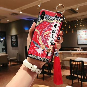 Elegant Kina Stil Mat Phone Case For iPhone X XS-XR-11 Pro MAX 6 7 8Plus SE2 Coque Blød Ryg Dækker 3D Prægede Telefonen Tilfælde