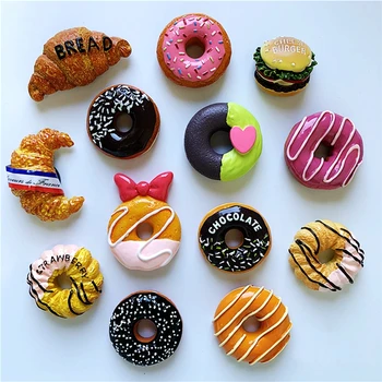 Nye Chokolade Jordbær Donut Brød, Burger 3D-køleskabsmagneter Turisme Souvenir-Køleskab Magnetiske Klistermærker Gave