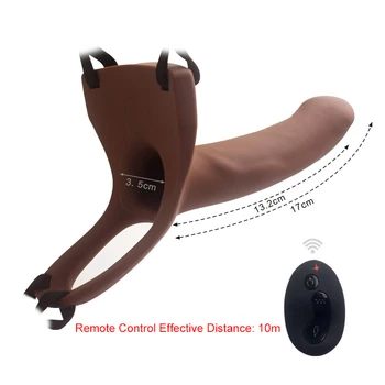 10 Speed Remote Control Hule Strapon Dildo Vibrator for Mænd Kæmpe Silikone Mandlige Penis Extension Strap on Dildo med Harness 2019