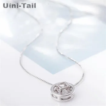 Uini-Hale hot nye 925 sterling sølv round geometri cube halskæde koreanske mode bølge flow af høj kvalitet smykker GN611