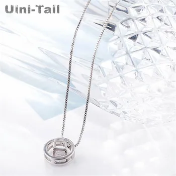 Uini-Hale hot nye 925 sterling sølv round geometri cube halskæde koreanske mode bølge flow af høj kvalitet smykker GN611