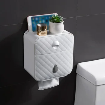 Toilet Roll Holder Vandtæt Papir Håndklædeholder Vægmonteret Wc-Rulle Papir Stå Tilfælde Rør Opbevaringsboks Badeværelse Tilbehør