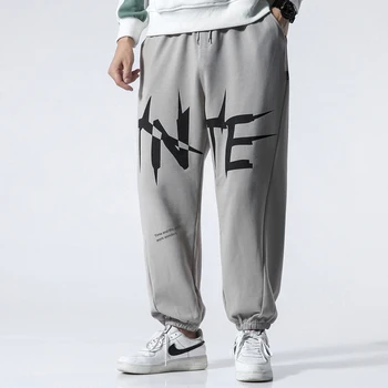Herre Brev Trykt Sweatpants til Efteråret Tøj Designer Harajuku Streetwear Joggere Vinter koreansk Mode Baggy Sweatpants