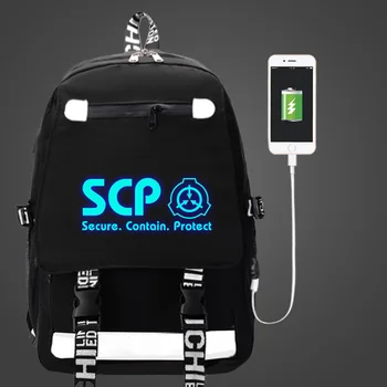 SCP Secure Indeholder Beskytte USB-Rygsæk Taske travel Skole Lysende Bog Taske USB-teenagere, værdiboks til Bærbar Lynlås pose lyser i mørke