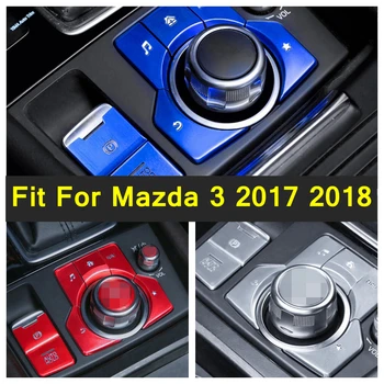 Lapetus Elektriske Hånd Parkeringsbremsen / Media Roterende Knap Dæksel Trim Metal Indvendig Ombygning Kit Passer Til Mazda 3 2017 2018