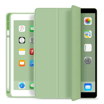 Cover Til New iPad-9,7 tommer 2018 2017 Tilfældet Med Blyant Indehaveren , Slank Tri-fold PU Læder Smart Cover har vågne op søvn