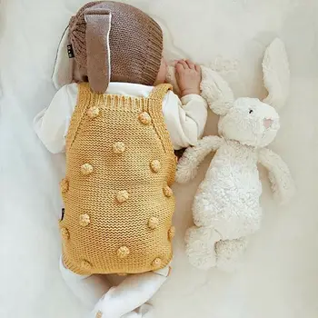 Baby Strik Rompers Søde Overalls Pompom Nyfødt Baby, Piger, Drenge Tøj Infantil Ærmeløs Baby Dreng Sparkedragt Buksedragt 0-24m