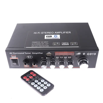 12V/220V G919 Hjem Mini Amplificador Audio Bluetooth Stereo Power Amplifier FM-SD-HIFI 2CH AMP Lyd musikafspiller