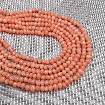 2020 Nye Damer DIY Armbånd Halskæde Smykker Perle Udsøgt Gave Pink Æg Form Coral Perle Størrelse 3-4mm