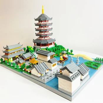 Weagle 2622 World Architecture West Lake Tower Temple Pagoda Skib 3D Mini Diamant Blokke, Mursten Bygning Legetøj for Børn, ingen Box