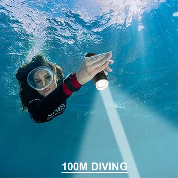 100m spotlight på jagt under vandet lampe scuba lygter led for fakkel dykning lommelygte xm l2 26650 18650 genopladeligt batteri