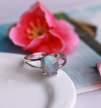 Moonlight natursten Ring S925 Sterling Sølv Ring Mænd Kvinder Krystal Ring Energi Sten Korea style Smykker Engros