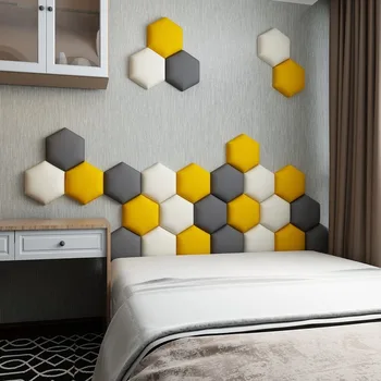 Flere Farve Sekskantet Hovedgærde 3D Wall Stickers Stue, Soveværelse Dekorative Maleri selvklæbende Blød-pack Home Decor