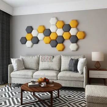 Flere Farve Sekskantet Hovedgærde 3D Wall Stickers Stue, Soveværelse Dekorative Maleri selvklæbende Blød-pack Home Decor