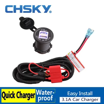 CHSKY Blå LED 5V 3.1 EN Bil Cigarettænder USB Oplader Med Høj Kvalitet Ledningsnet Dobbelt USB Bil til cigarettænderen