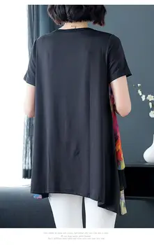 2020 Nye Sommer Midten Aaged Kvinder Chiffon kortærmet Bluse Toppe Kvindelige Blomster Print Mode Slim Plus Størrelse 4xl Shirt W90