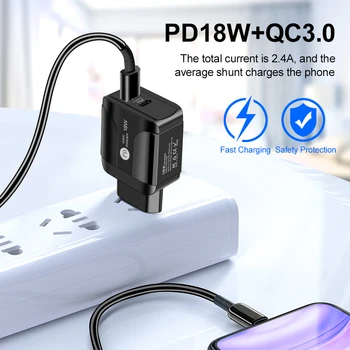 18W PD USB-Oplader til Hurtig Opladning 4.0 3.0 USB-C Type C Hurtig USB-Mobiltelefon Opladere Til iPhone 12 11 Pro XR-X Samsung EU-Oplader