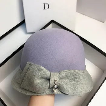 2020 Hat Efterår og Vinter Nye Kvinder af Høj Kvalitet Uld Bue-Knude Fedoras Mode fransk Elegant Celebrity Stil Spand Cap QDKPOTC