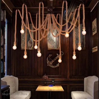 Loft Hamp Reb Pendel Vintage Net Spider Lysekroner i Loftet Vedhæng Kreative Bar Lampe DIY Cafe kulørte Lamper Væver Wire