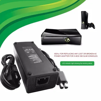 AC 100-240V Adapter Strømforsyning Oplader Kabel til X-BOX 360 Slim Ideelle Oplader Med LED-Indikator Lys EU Stik