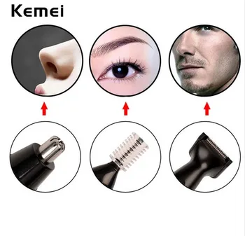 Kemei 3 i 1 Fast intimbarbering Mænd El-Næse-Øre Hår Trimmer Smertefri Kvinder at trimme bakkenbarter øjenbryn, Skæg, hår