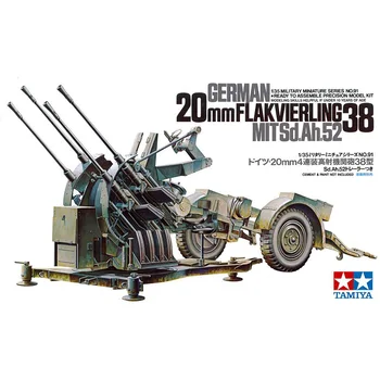 Militær Samling Model Kits Skala 1/35 tyske 20mm Flakvierling 38 MitSd.Ah.52 Artilleri Model Kit 35091