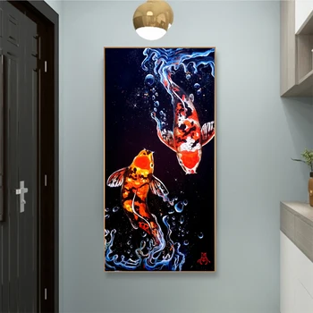 RELIABLI ART Kinesisk Stil Koi Fisk Plakater Og Udskriver Billeder med Dyr Lærred Malerier Væg Kunst For Living Room Dekoration