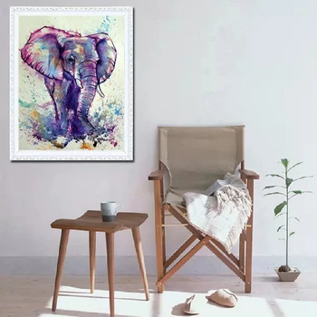AZQSD Voksen Farvelægning Af Tal Tegnefilm DIY Unframe Akryl Maling Unik Gave Olie Maleri Af Numre Elefant Hjem Indretning