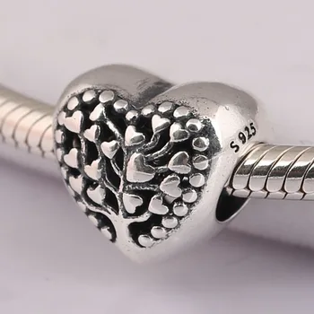 Autentisk S925 Perle DIY Smykker Blomstrende Hjerte Charme fit Dame armbånd Armbånd Pige Gave