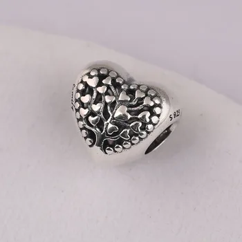 Autentisk S925 Perle DIY Smykker Blomstrende Hjerte Charme fit Dame armbånd Armbånd Pige Gave