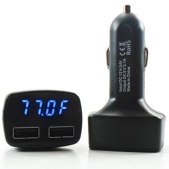 4i1 3.1 EN USB-udgang Dobbelt USB Bil Oplader Mini-Bil-Oplader Temperatur Amperemeter Voltmeter Skærmen elværktøj Tilbehør