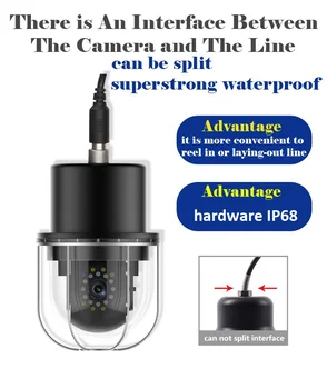 9 Tommer DVR Optager 20m 50m 100m Undervands Fiskeri Video Kamera fishfinder IP68 Vandtæt 20 Lysdioder 360 Graders Roterende Kamera