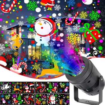 Jul Projektor Lampe 16 Mønstre Laser LED scenelys Projektion Lys, Xmas Udsmykning Lampe til Hjemmet Holiday Garden Party