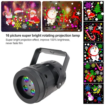 Jul Projektor Lampe 16 Mønstre Laser LED scenelys Projektion Lys, Xmas Udsmykning Lampe til Hjemmet Holiday Garden Party