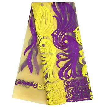 Fersken Ledningen, Lace Materialer 2019 Nye Afrikanske Net Blonde Stof Af Høj Kvalitet Guld Lace Stof 51-52 Inches Nigerianske Lace Fabrics