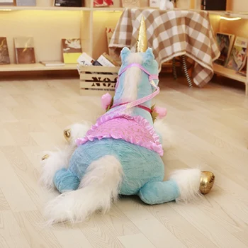 110cm Giant Unicorn Hvide Hest Udstoppede Dyr Lange Bløde Toy Fuzzy Huggable Enhjørninger Blå Pink Børn Fødselsdagsgave
