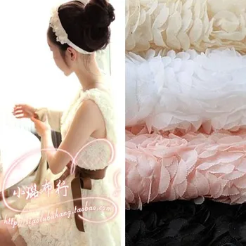 3D-Chiffon Lace stof 130cm high-end bryllup kjole nederdel stof pæon blomst rose diy tøj sy tilbehør 13013