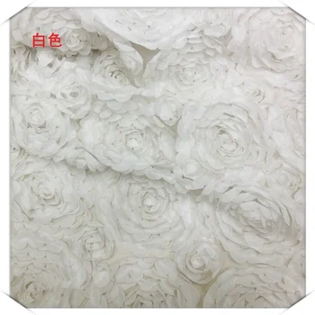 3D-Chiffon Lace stof 130cm high-end bryllup kjole nederdel stof pæon blomst rose diy tøj sy tilbehør