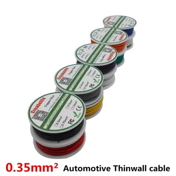 10m/masse Spool Pakke 0.35 MM2 Auto Kabel-12/24V 12/0.2 mm Strandede kobbertråd Kerner Thinwall Bilen Wire Wire Tilslutning