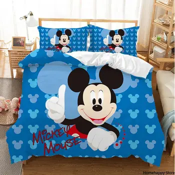 Disney Børn 3D-sengetøj sæt Dynebetræk Pudebetræk, sengetøj sæt Børn tegnefilm Mickey, Minnie mouse Bløde Søde seng sæt gave