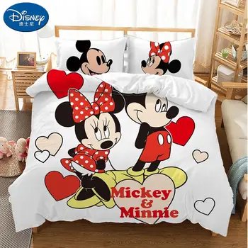 Disney Børn 3D-sengetøj sæt Dynebetræk Pudebetræk, sengetøj sæt Børn tegnefilm Mickey, Minnie mouse Bløde Søde seng sæt gave