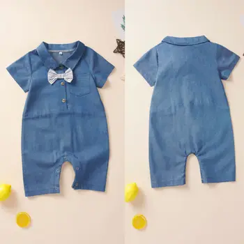 Emmababy Nyfødte Spædbarn Baby Pige Dreng Foråret Tøj Bomuld Romper Denim Buksedragt Udstyr