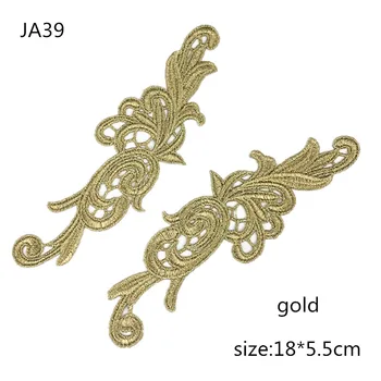 Zsbszc 5 par JA39 guld sølv polyester bredde 5,5 CM DIY lace applique tekstil tilbehør krave Sy Klud Kostume Håndværk