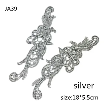Zsbszc 5 par JA39 guld sølv polyester bredde 5,5 CM DIY lace applique tekstil tilbehør krave Sy Klud Kostume Håndværk