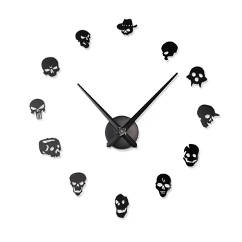 DIY Skull Hoveder Gigantiske Wall Clock Nål Rammeløse Zombie Hoveder, Store Væg Ur Halloween Dekoration vægure Home Decor