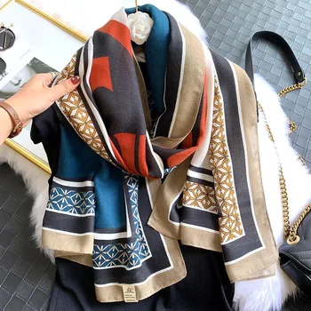 Luksus Mærke 2020 Kvinder Bomulds Tørklæde Stort Pashmina Sjaler Hijab Foulard Echarpe Design Print Dame Stranden Stjal Hoved Tørklæder