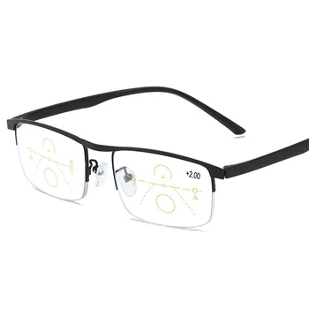 Seemfly Metal Multifokale Briller Til Læsning Progressive Anti Blue Ray Halvdelen Ramme Mænd Kvinder Presbyopic Briller Computer Goggle