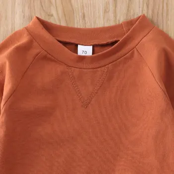 0-24 M Toddler Dreng Tøj sæt Brun Pullover med Lange Ærmer T-Shirt Stribet Lange Bukser 2stk Baby Drenge Efteråret Tøj Sæt